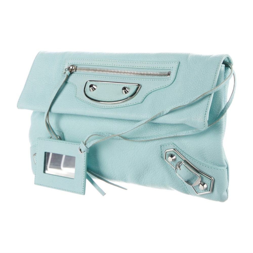 Balenciaga mint color clutch bag